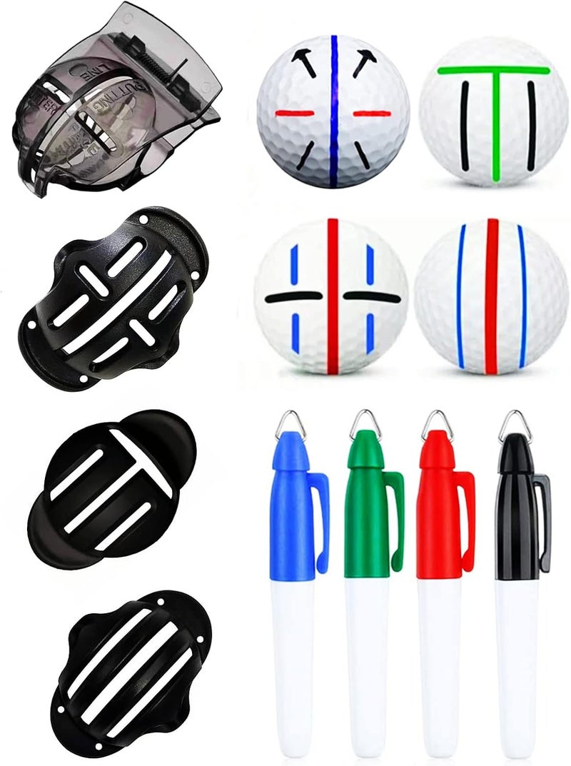 Eeokoka 8 Pack Precision Golf Ball Marker, Upgrade Golf Accessories, 4 Golf Ball Marking Stencils and 4 Colors Golf Ball Markers, Golf Ball Line Marker Tool, Golf Ball Alignment and Identification Tool - Image 1